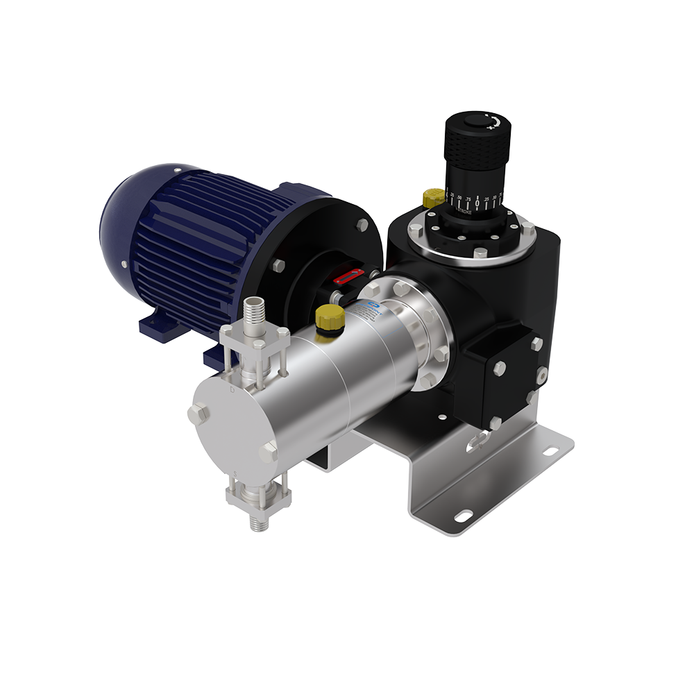 Pump assembly with a hand-adjusted stroke control